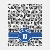 Couverture Polaire Monogramme Soccer Ball Sport Football Custom Blue (Devant)