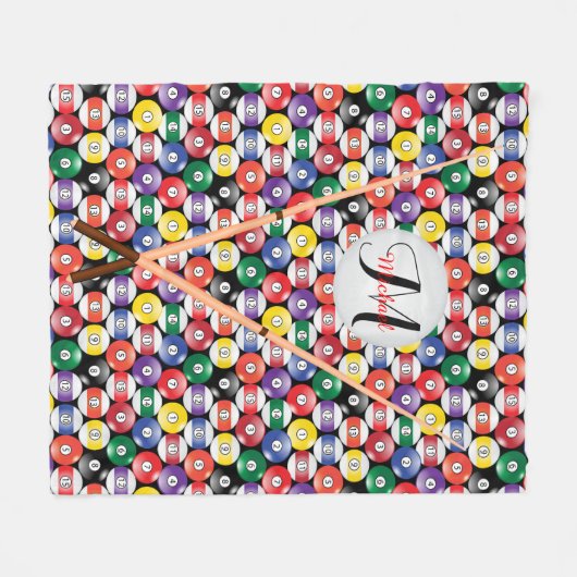 Couverture Polaire Monogramme Solide et bande 🎱 billes de billard (Devant (Horizontal))