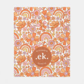 Couverture Polaire Monogramme super Retro Orange Florals (Devant)