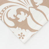 Couverture Polaire Monogramme Tan Et Damas Florales Blanches (Coin)