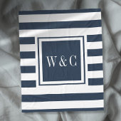 Couverture Polaire Monogramme tendance Bleu Bleu Marine