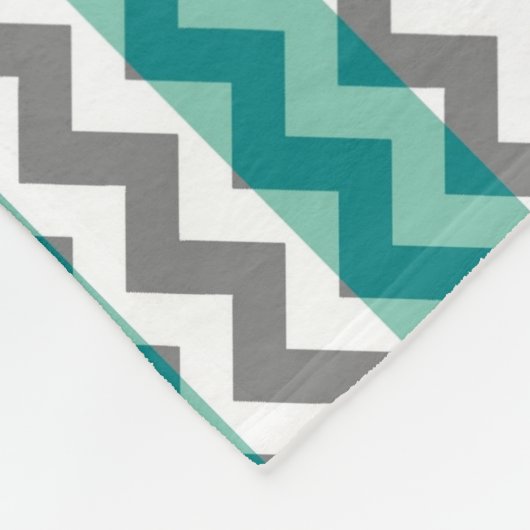 Couverture Polaire Monogramme Turquoise et Grey Chevron Zigzag (Coin)