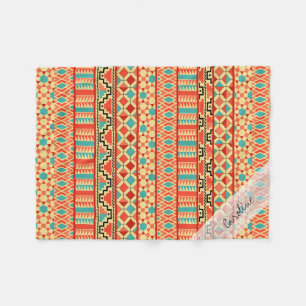 Couverture Polaire Monogramme Turquoise rose Abstrait Tribal Imprimer
