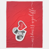 Couverture Polaire Monogramme Valentine Papier découpé Coeurs de votr (Devant)