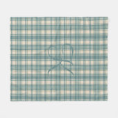 Couverture Polaire Monogramme Vert Bleu Beige Tartan Buffalo Plaid (Devant (Horizontal))