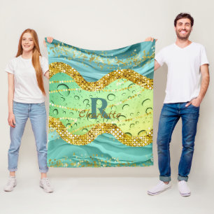 Couverture Polaire Monogramme vert émeraude   Gradient lumineux