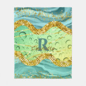 Couverture Polaire Monogramme vert émeraude | Gradient lumineux (Devant)