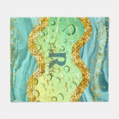 Couverture Polaire Monogramme vert émeraude | Gradient lumineux (Devant (Horizontal))