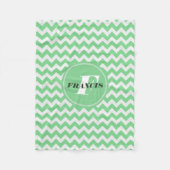 Couverture Polaire Monogramme vert et blanc Motif Chevron (Devant)