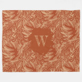 Couverture Polaire Monogramme vert parmi les feuilles (Devant (Horizontal))