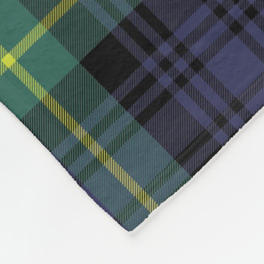 Couverture Polaire Monogramme vert plaqué rustique Tartan (Coin)
