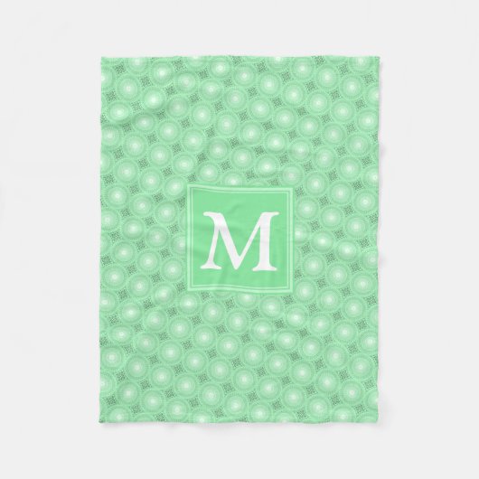 Couverture Polaire Monogramme vert ressort cercles motif (Devant)