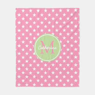 Couverture Polaire Monogramme vert rose et en bon état heureux