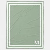 Couverture Polaire Monogramme vert Sage moderne (Devant)
