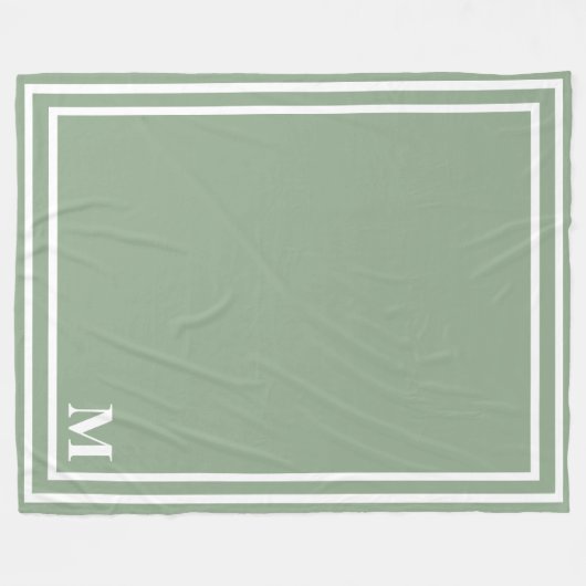 Couverture Polaire Monogramme vert Sage moderne (Devant (Horizontal))