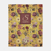 Couverture Polaire monogramme vintage jaune floral (Devant)