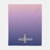 Couverture Polaire Monogramme Violet Ombré Nom de Script Élégant (Devant)