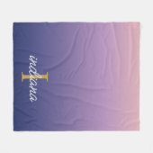 Couverture Polaire Monogramme Violet Ombré Nom de Script Élégant (Devant (Horizontal))