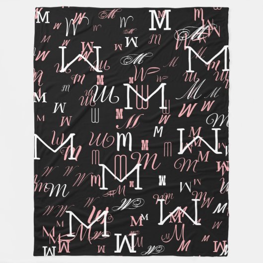Couverture Polaire monogrammed moderne noir (Devant)