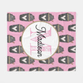 Couverture Polaire Monogrammed personalize fleece blanket coffee (Devant (Horizontal))