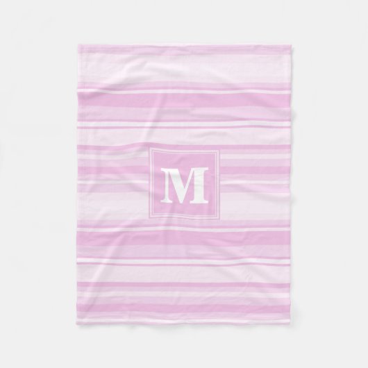 Couverture Polaire Monogrammes à rayures roses pour bébé (Devant)