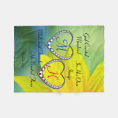 Couverture Polaire Monogrammes double bleu et rouge coeur avec citati (Devant (Horizontal))