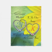 Couverture Polaire Monogrammes double bleu et rouge coeur avec citati (Devant)