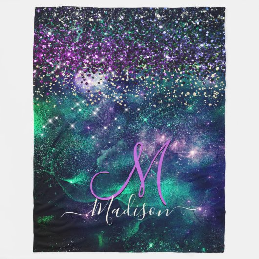 Couverture Polaire Monographie de parties scintillant vert foncé mou (Devant)