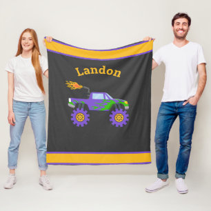 Couverture Polaire Monster Truck Nom personnalisé Enfants Fleece Bla