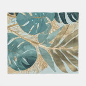 Couverture Polaire Monstera botanique moderne en sarcelle douce (Devant (Horizontal))