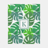 Couverture Polaire Monstera Deliciosa Feuille Motif Monogramme (Devant)