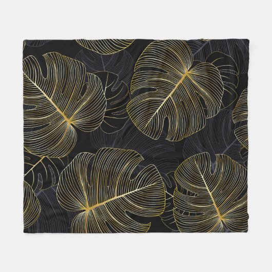 Couverture Polaire Monstère dorée feuille, romantique sans couture fl (Devant (Horizontal))