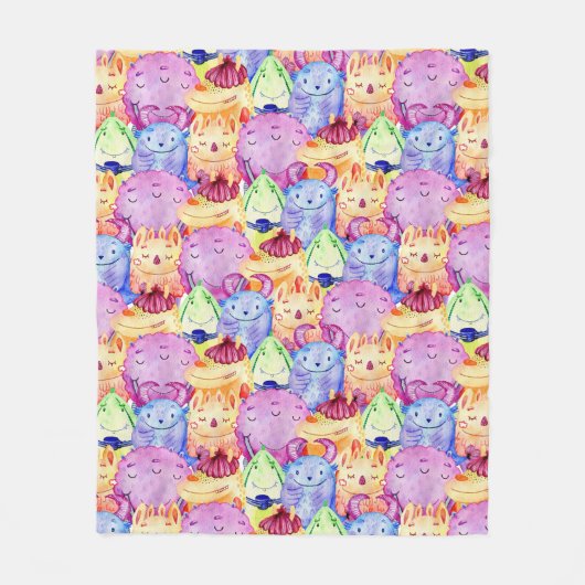 Couverture Polaire Monstres d'aquarelle mignonne (Devant)