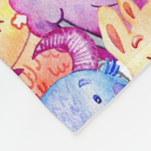 Couverture Polaire Monstres d'aquarelle mignonne (Coin)