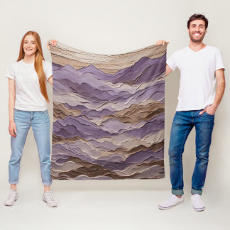 Couverture Polaire Montagne Mystique pourpre et Brown