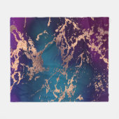 Couverture Polaire Moody Luxe Marble | Profond violet et Turquoise or (Devant (Horizontal))