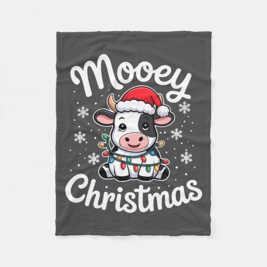 Couverture Polaire Mooey Christmas Cute Cow With Santa Hat And Holida (Devant)