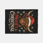 Couverture Polaire Mooey Christmas Highland Cow Funny Santa Hat Desig (Devant (Horizontal))