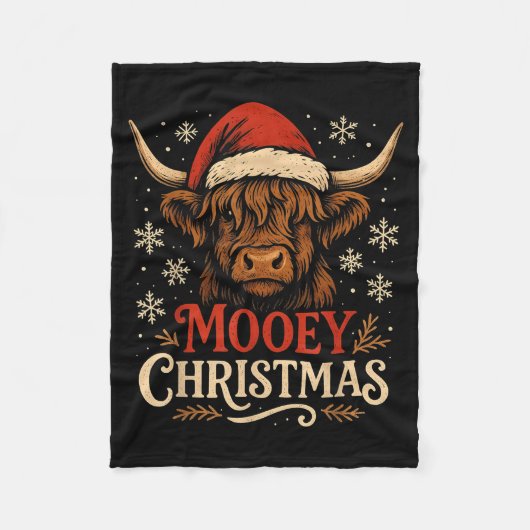 Couverture Polaire Mooey Christmas Highland Cow Funny Santa Hat Desig (Devant)