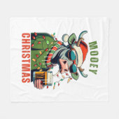 Couverture Polaire Mooey Noël Highland Cow Light Santa Hat T-Shi (Devant (Horizontal))