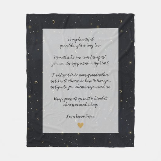 Couverture Polaire Moon Stars Gold Custom Citation Grandgirl (Devant)