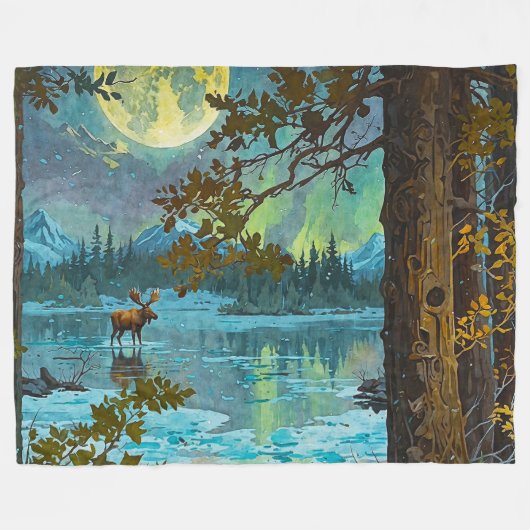 Couverture Polaire Moose et Moelle d'hiver du Canada (Devant (Horizontal))