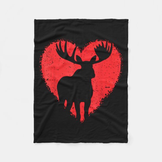Couverture Polaire Moose Lover Valentines Day Cute Red Heart Wild Ani (Devant)