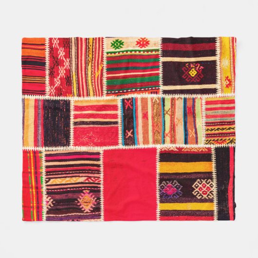 Couverture Polaire Moquette turque patchwork fait main. Patchwork Pat (Devant (Horizontal))
