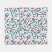 Couverture Polaire Moqueur Fleur d'Oranger Oiseau Fleur Bleu Clair (Devant (Horizontal))