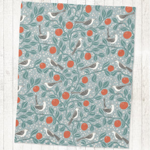 Couverture Polaire Moqueur Fleur d'Oranger Oiseau Fleur Sauge Verte