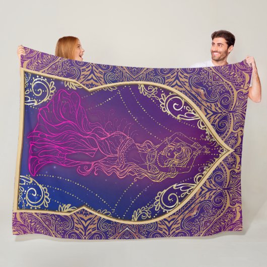 Couverture Polaire Moroccan Arabes Danse du Ventre Glam Pourpre & Or (En situation)