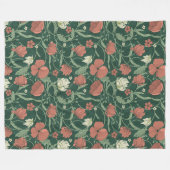 Couverture Polaire Morris Garden Vert & Rouge Floral (Devant (Horizontal))