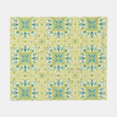Couverture Polaire Morris Yellow Turquoise Vine & Flower Pattern (Devant (Horizontal))
