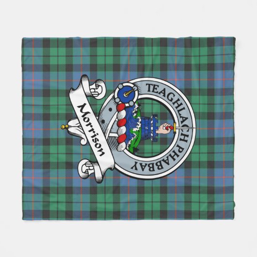 Couverture Polaire Morrison Ancien Clan Badge Tartan Plaid (Devant (Horizontal))